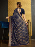 Navy Blue Georgette Daily Wear Saree With Blouse Piece Navy Blue Georgette Daily Wear Saree With Blouse Piece