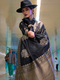 Black Art Silk Saree With Blouse Piece Black Art Silk Saree With Blouse Piece
