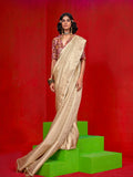 Cream Pure Self Zari Tissue Handloom Silk Saree With Blouse Piece Cream Pure Self Zari Tissue Handloom Silk Saree With Blouse Piece
