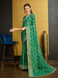 Green Georgette Daily Wear Saree With Blouse Piece Green Georgette Daily Wear Saree With Blouse Piece