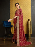Red Georgette Daily Wear Saree With Blouse Piece Red Georgette Daily Wear Saree With Blouse Piece