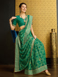 Green Georgette Daily Wear Saree With Blouse Piece Green Georgette Daily Wear Saree With Blouse Piece