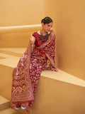 Red Chikankari Saree With Blouse Piece Red Chikankari Saree With Blouse Piece