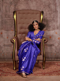 Dark Blue Satin Festive Wear Saree With Blouse Piece Dark Blue Satin Festive Wear Saree With Blouse Piece
