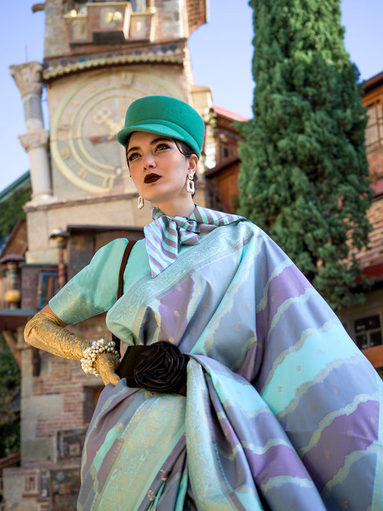 Cyan Soft Silk Saree With Blouse Piece Cyan Soft Silk Saree With Blouse Piece