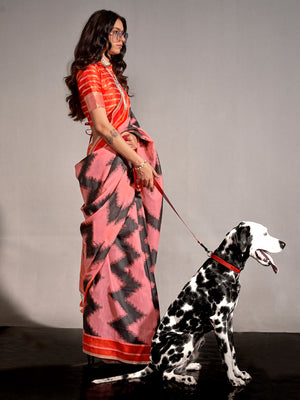 Peach Art Silk Saree With Blouse Piece