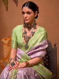 Lavender Color Party Wear Silk Saree With Blouse Piece Lavender Color Party Wear Silk Saree With Blouse Piece