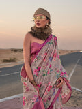 Grey Printed Linen Blend Saree With Blouse Piece Grey Printed Linen Blend Saree With Blouse Piece