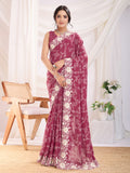Magenta Poly Georgette Festive Wear Saree With Blouse Piece Magenta Poly Georgette Festive Wear Saree With Blouse Piece