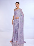 Lavender Georgette Saree With Blouse Piece Lavender Georgette Saree With Blouse Piece