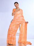 Orange Georgette Saree With Blouse Piece Orange Georgette Saree With Blouse Piece