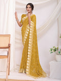 Yellow Poly Georgette Festive Wear Saree With Blouse Piece Yellow Poly Georgette Festive Wear Saree With Blouse Piece