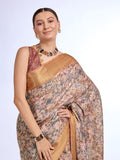 Peach Tissue Saree With Blouse Piece Peach Tissue Saree With Blouse Piece