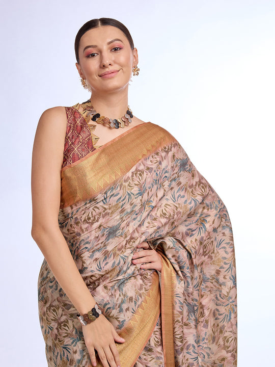 Peach Tissue Saree With Blouse Piece Peach Tissue Saree With Blouse Piece