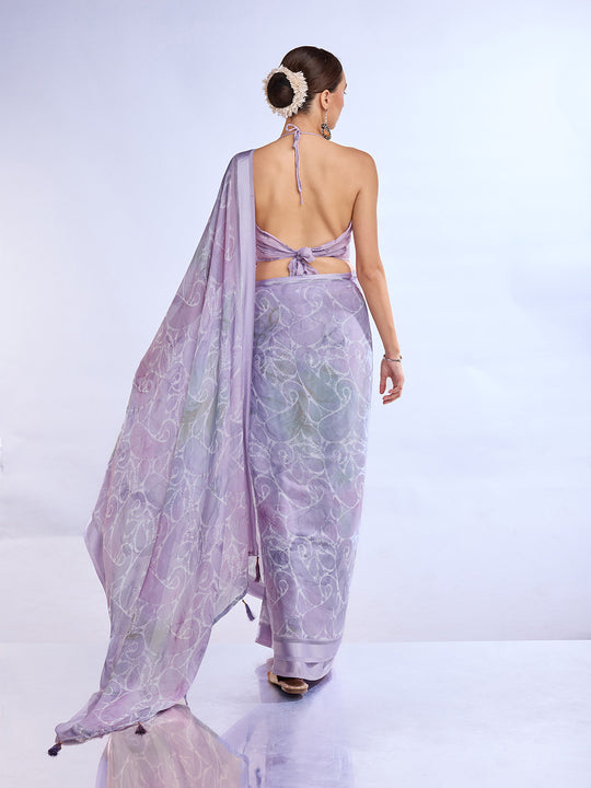 Lavender Georgette Saree With Blouse Piece Lavender Georgette Saree With Blouse Piece