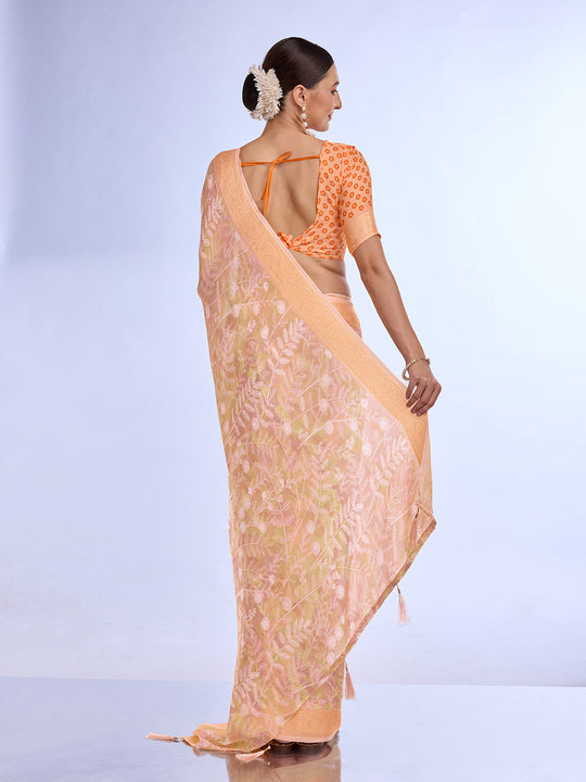 Orange Georgette Saree With Blouse Piece Orange Georgette Saree With Blouse Piece