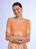 Orange Georgette Saree With Blouse Piece Orange Georgette Saree With Blouse Piece