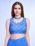 Blue Poly Chiffon Festival Saree With Blouse Piece Blue Poly Chiffon Festival Saree With Blouse Piece