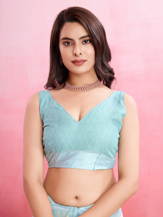Sky Blue Silk Georgette Festive Wear Saree With Blouse Piece Sky Blue Silk Georgette Festive Wear Saree With Blouse Piece