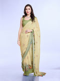 Green Poly Chiffon Festival Saree With Blouse Piece Green Poly Chiffon Festival Saree With Blouse Piece