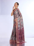 Wine Tissue Saree With Blouse Piece Wine Tissue Saree With Blouse Piece