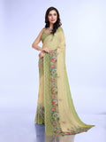 Green Poly Chiffon Festival Saree With Blouse Piece Green Poly Chiffon Festival Saree With Blouse Piece