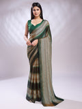 Green Silk Blend Ready To Wear Saree With Blouse Piece Green Silk Blend Ready To Wear Saree With Blouse Piece