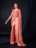 Peach Chiffon Saree With Blouse Piece Peach Chiffon Saree With Blouse Piece