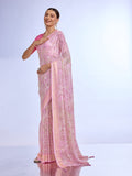 Pink Georgette Saree With Blouse Piece Pink Georgette Saree With Blouse Piece
