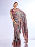 Wine Tissue Saree With Blouse Piece Wine Tissue Saree With Blouse Piece