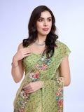 Green Poly Chiffon Festival Saree With Blouse Piece Green Poly Chiffon Festival Saree With Blouse Piece