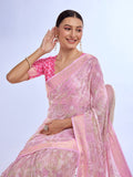 Pink Georgette Saree With Blouse Piece Pink Georgette Saree With Blouse Piece