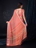 Peach Chiffon Saree With Blouse Piece Peach Chiffon Saree With Blouse Piece
