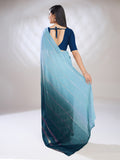 Blue Silk Blend Ready To Wear Saree With Blouse Piece Blue Silk Blend Ready To Wear Saree With Blouse Piece
