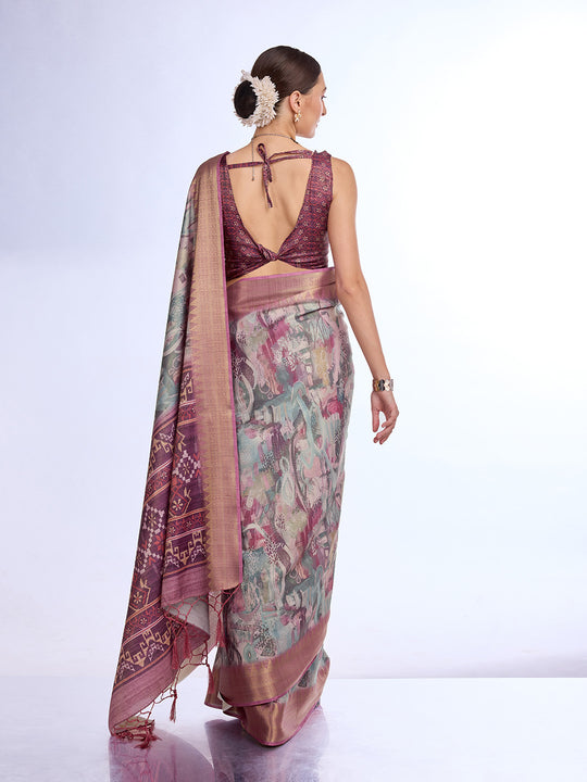 Wine Tissue Saree With Blouse Piece Wine Tissue Saree With Blouse Piece