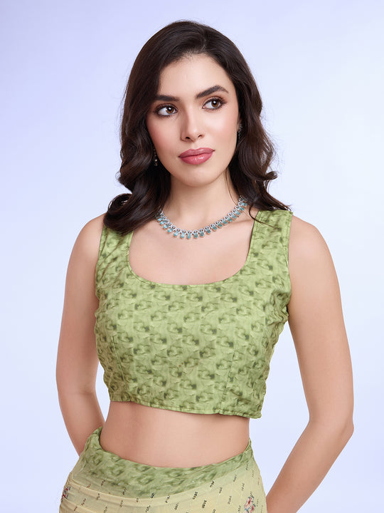 Green Poly Chiffon Festival Saree With Blouse Piece Green Poly Chiffon Festival Saree With Blouse Piece