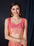 Peach Chiffon Saree With Blouse Piece Peach Chiffon Saree With Blouse Piece