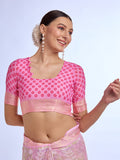 Pink Georgette Saree With Blouse Piece Pink Georgette Saree With Blouse Piece