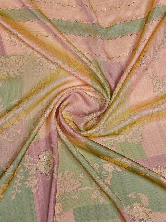 Pink Poly Chiffon Festive Wear Saree With Blouse Piecde Pink Poly Chiffon Festive Wear Saree With Blouse Piecde