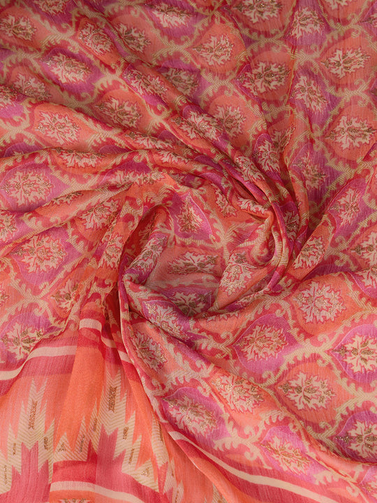 Peach Chiffon Saree With Blouse Piece Peach Chiffon Saree With Blouse Piece