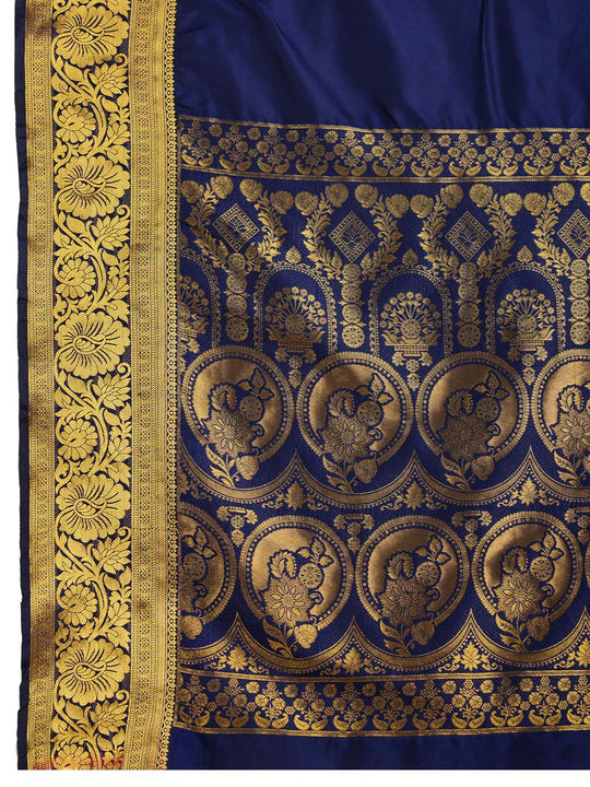 Blue Silk Saree With Blouse Piece Blue Silk Saree With Blouse Piece
