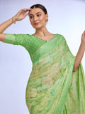 Green Georgette Saree With Blouse Piece Green Georgette Saree With Blouse Piece