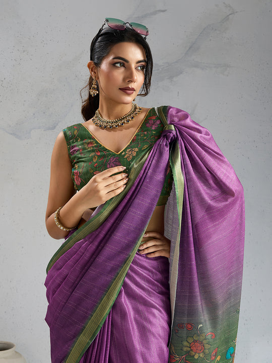 Pure Chiffon Digital Printed Woven Saree With Woven Border And Fancy Tassels Pure Chiffon Digital Printed Woven Saree With Woven Border And Fancy Tassels