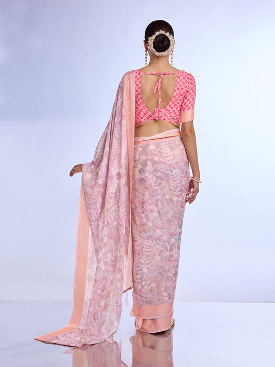 Purple Georgette Saree With Blouse Piece Purple Georgette Saree With Blouse Piece