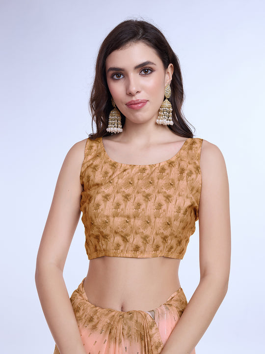 Orange Poly Chiffon Festival Saree With Blouse Piece Orange Poly Chiffon Festival Saree With Blouse Piece