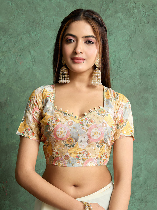 Poly Chiffon Dyed Saree With Heavy Embroidered Blouse Piece Poly Chiffon Dyed Saree With Heavy Embroidered Blouse Piece