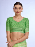 Green Georgette Saree With Blouse Piece Green Georgette Saree With Blouse Piece