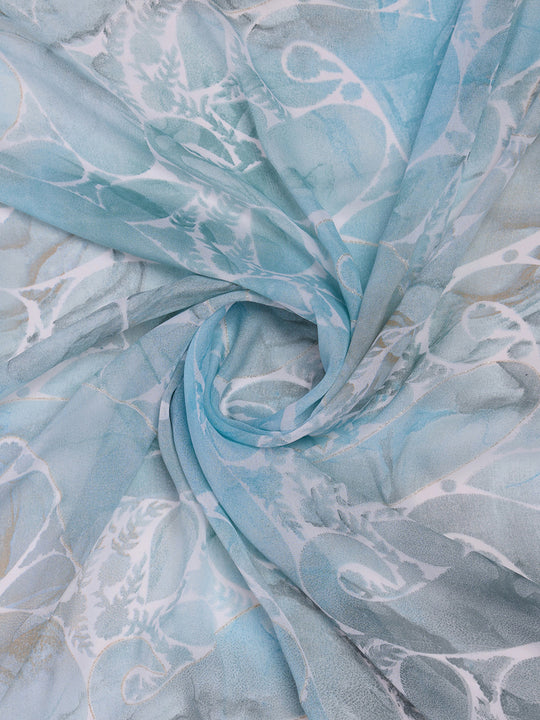 Blue Georgette Saree With Blouse Piece Blue Georgette Saree With Blouse Piece