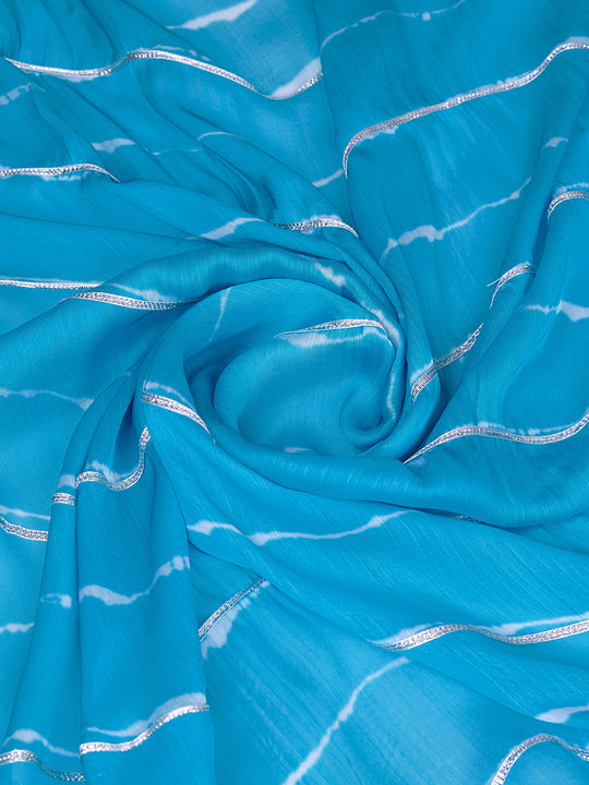 Blue Poly Chiffon Festival Saree With Blouse Piece Blue Poly Chiffon Festival Saree With Blouse Piece