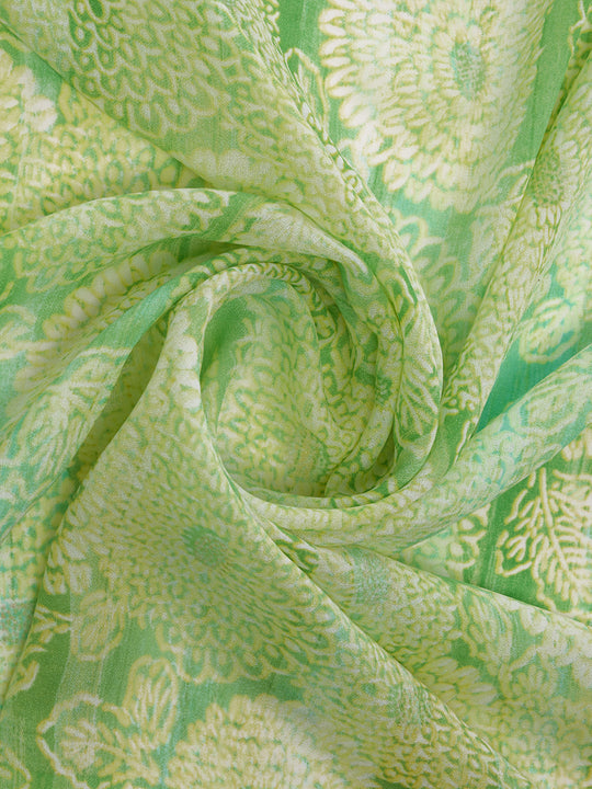 Green Georgette Saree With Blouse Piece Green Georgette Saree With Blouse Piece